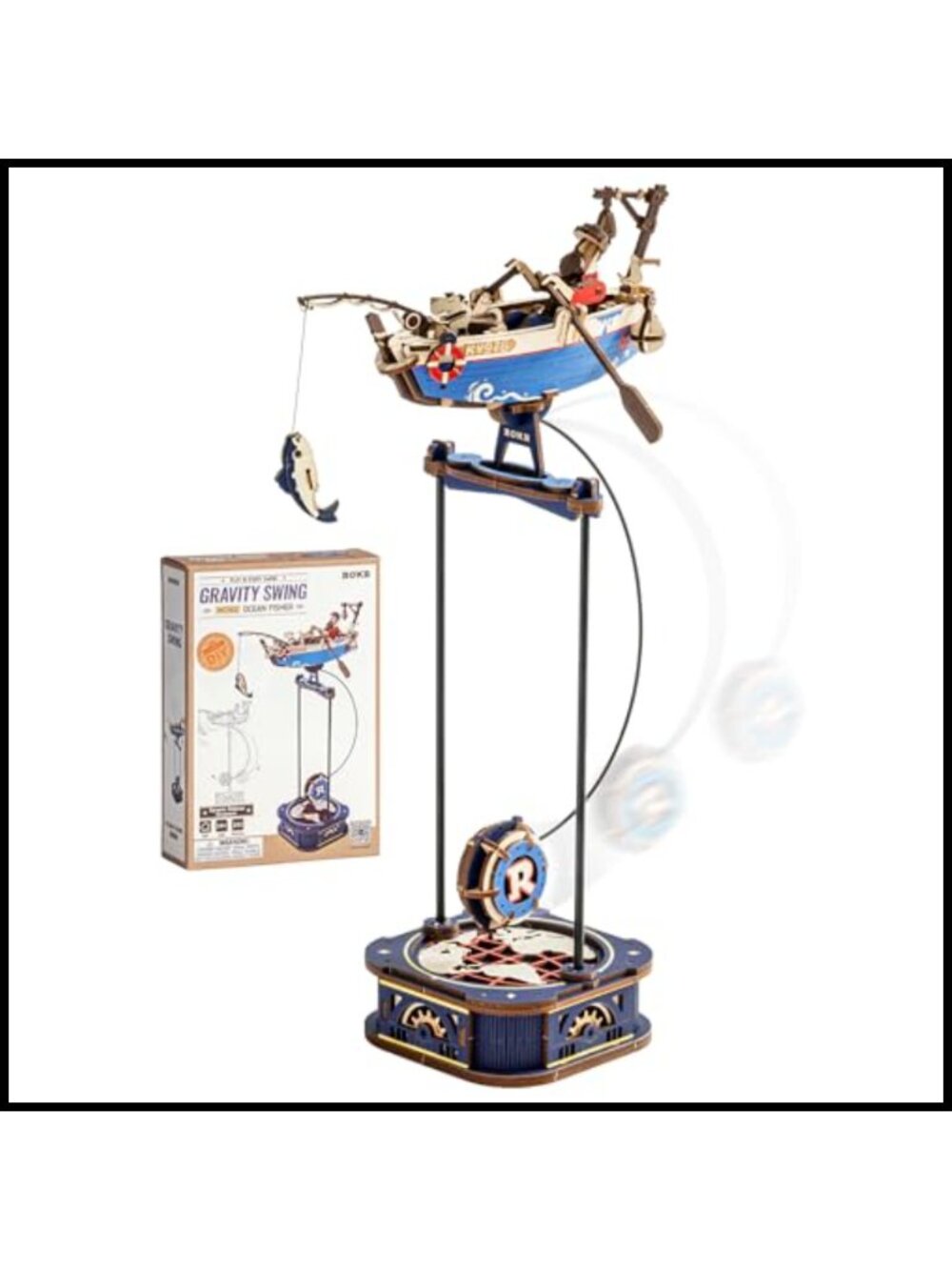 ROKR 3D Wooden Puzzle Gravity Swing Ocean Fisher Model Kit 161pc